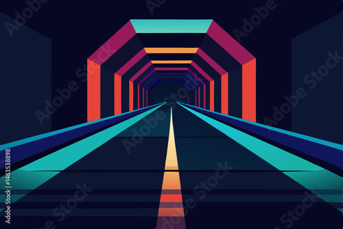 underpass tunnel filled with sound reactive led