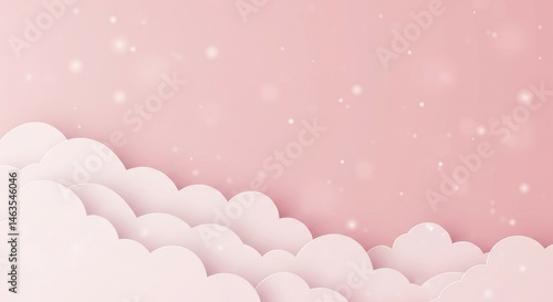 Dreamy Pink Clouds with Sparkling Light Effects Background