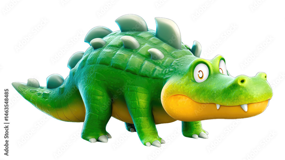 Naklejka premium Cartoon crocodile, playful and chubby, vibrant green scales, and