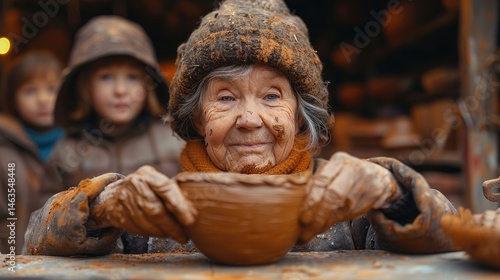 Wallpaper Mural Elderly person making pottery Torontodigital.ca