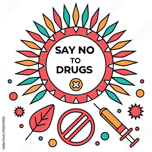  Anti Drug day vector illustration.