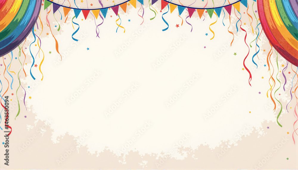 Fototapeta premium Colorful Pride Month Celebration Background with Streamers 