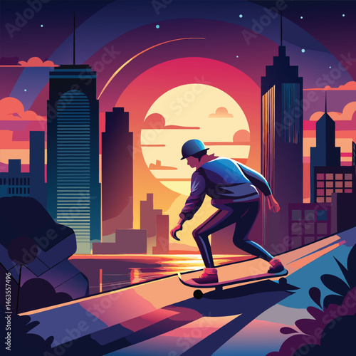 Silhouette action shot of a person on a snowboard jumping on a mountain, illustrating success and sport