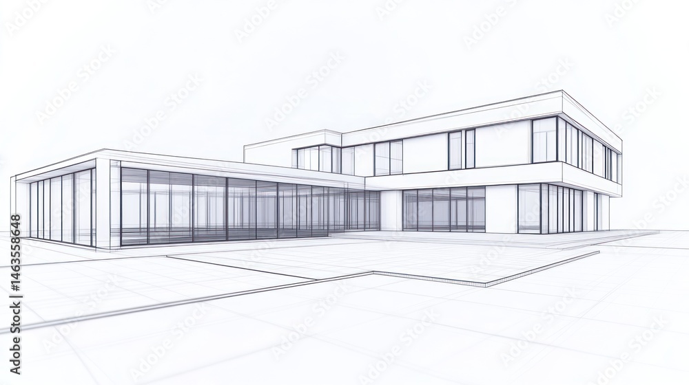Fototapeta premium Modern house wireframe architectural design