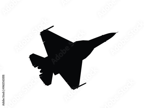 fighter plane silhouette isolated with white background 