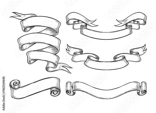ribbon banner hand drawn vector pack illustration