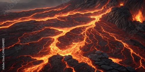 Lava Flow Aerial View Volca...