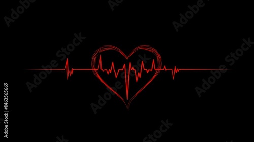 Heartbeat: A Red Heartbeat on Black Background