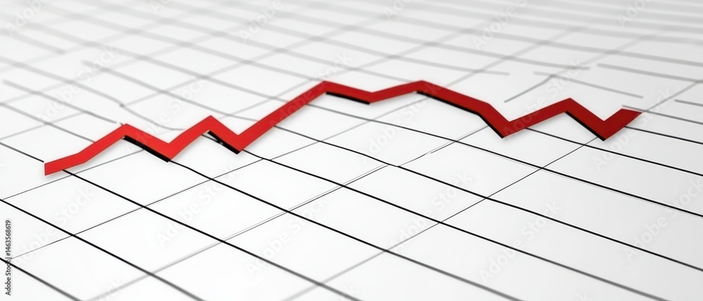 Red Line Graph Showing Market Volatility and Financial Trends on White Grid Background Business Concept Close Up Red Line Graph Showing Market Volatility and Financial Trends on White Grid Background Business Concept Close Up