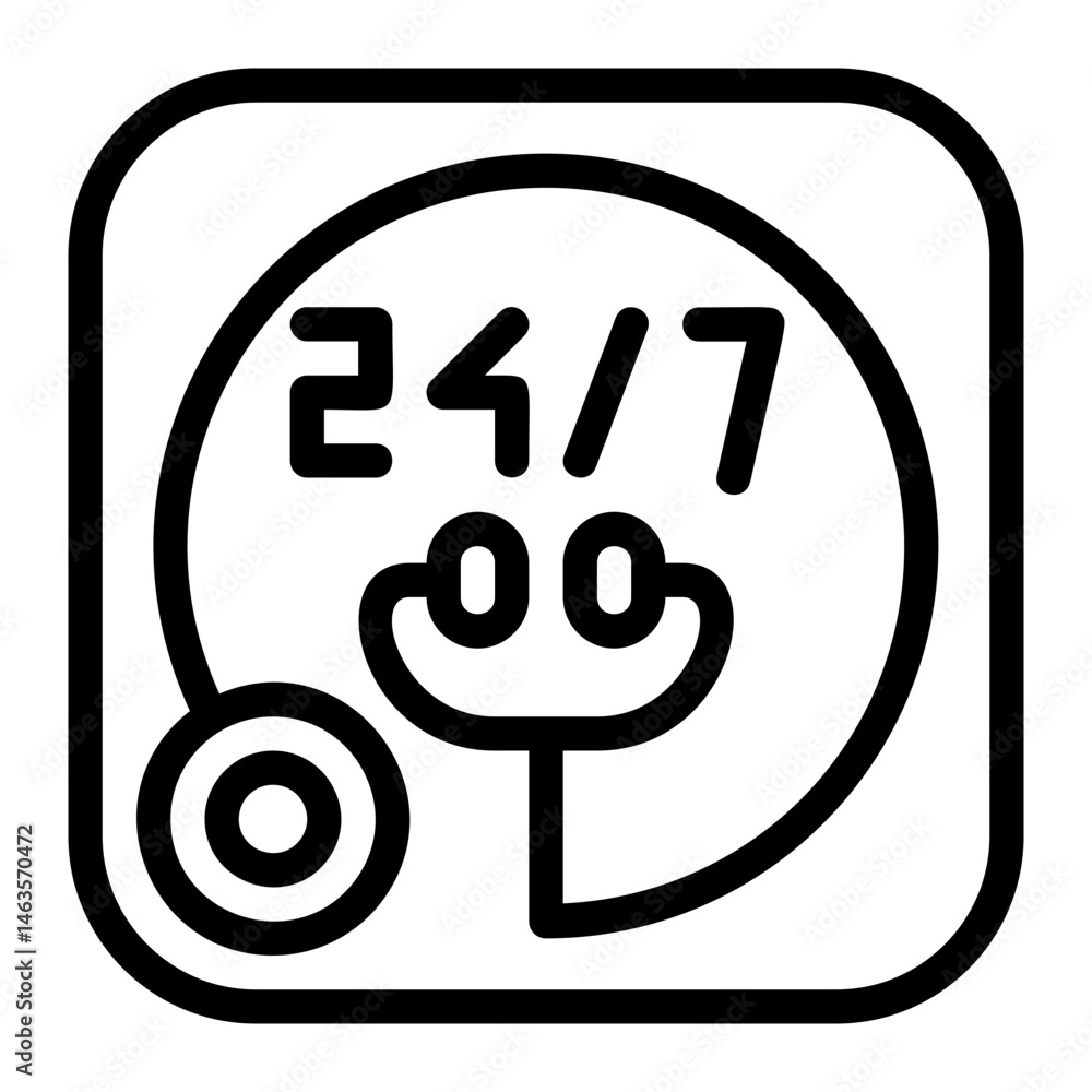 24-7 telehealth hotline Line Icon 24-7 telehealth hotline Line Icon