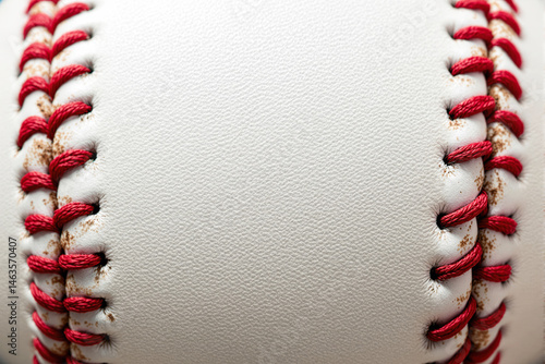 Wallpaper Mural Detailed close-up of a white leather baseball featuring red stitches and visible dirt, shown on a soft sport background with focus on texture. Ai generative Torontodigital.ca