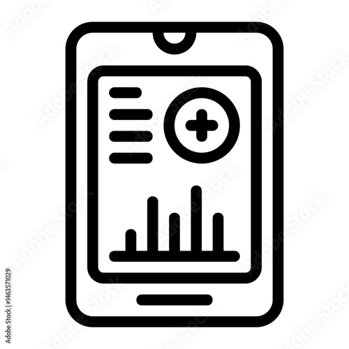 Smartphone telehealth app Line Icon