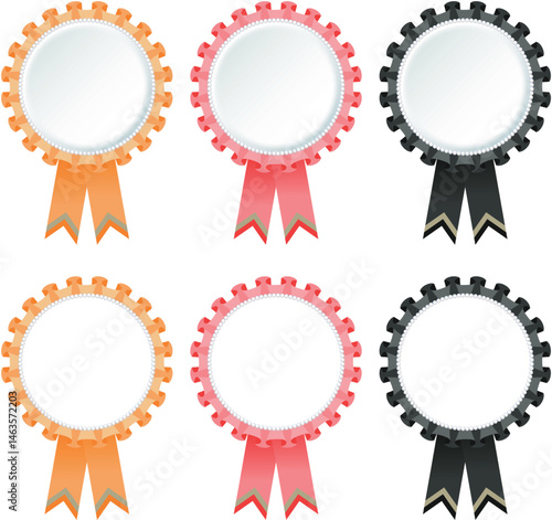 Ribbon Decoration Rosetta Medal Set Decoration Medal of Honor vivid Orange Red Black / リボンの装飾 ロゼッタ メダル セット 装飾 勲章 名誉 赤 オレンジ 黒