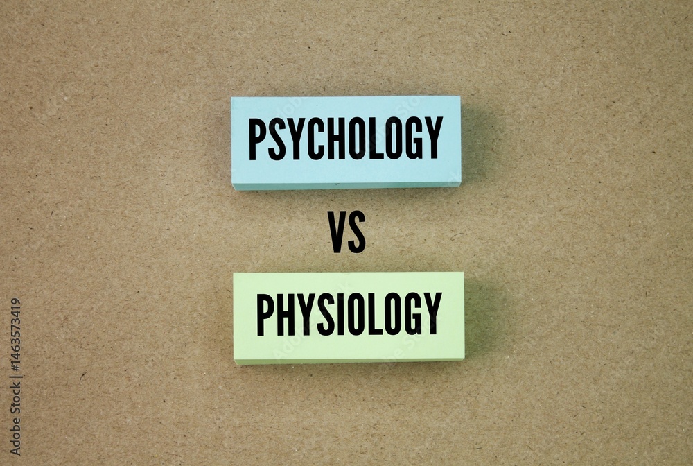 Obraz premium colored paper with the words Psychology vs Physiology. Physiological psychology is a subdivision of behavioral neuroscience that studies the neural mechanisms of perception