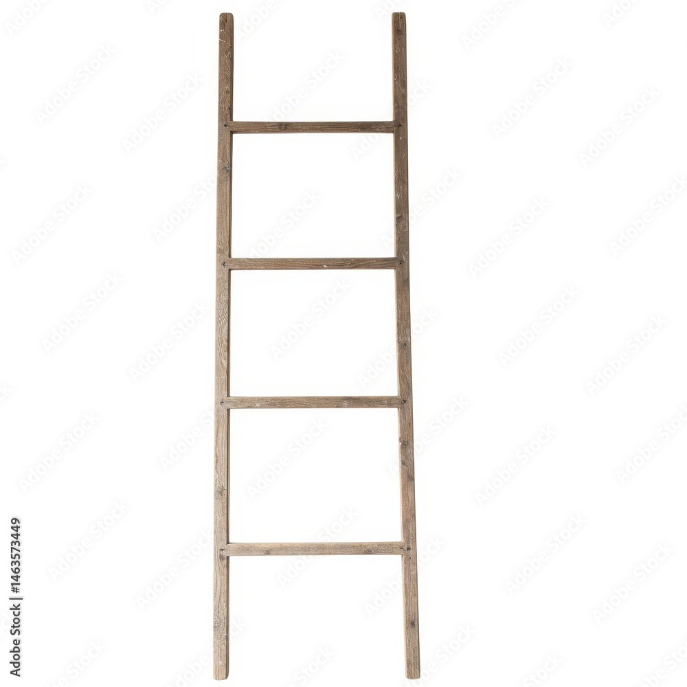 Rustic wooden ladder isolated on white background Rustic wooden ladder isolated on white background