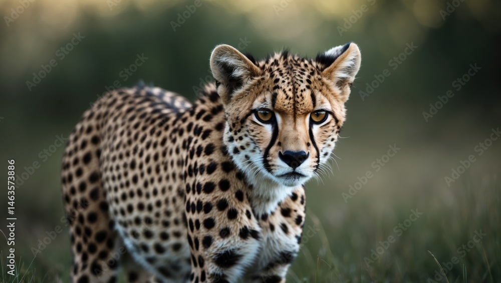 Obraz premium Close-up of a curious cheetah's face with intense gaze in Africa