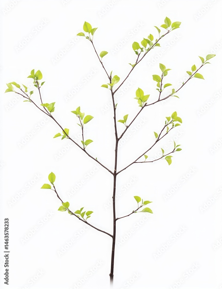 Young Spring Branch With Light Green Buds Young Spring Branch With Light Green Buds