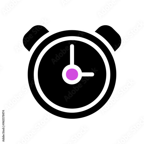 Stylized alarm clock icon depicting time management, scheduling and planning