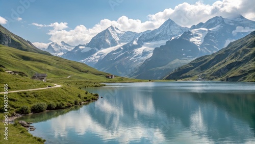 Serene Alpine Lake and Snow...