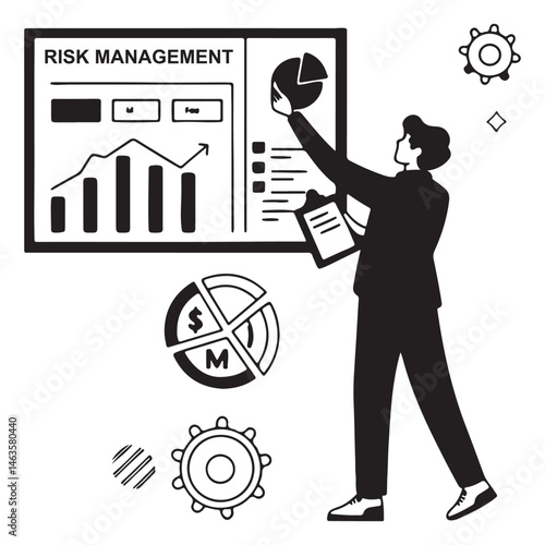 Assessment for investment concept. Businessman touching on screen to risk management and assessment of business and 
enterprise. risk manage strategy plan finance vector