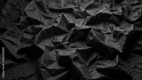 Dramatic Black Fabric Texture Background Elegant Dark Creases Abstract Design