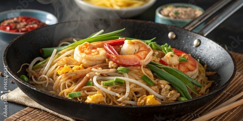 Steaming Shrimp Pad Thai in...