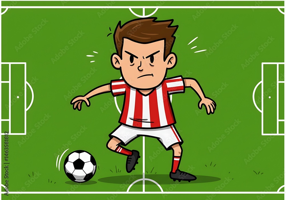 Fototapeta premium Game Face: Cartoon Soccer Fury