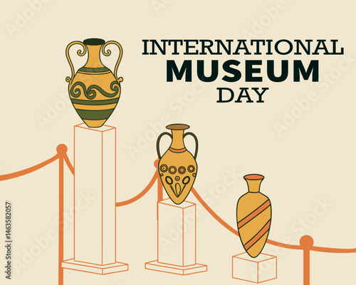 international museum day. Vector illustration design. 18 May. vector museum background. celebration. may 18. exhibits in museum. flat cartoon style. Historical museum concept. exhibition.