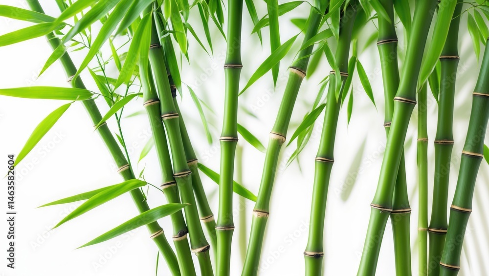 Fototapeta premium Single Bamboos Isolated on White Surface