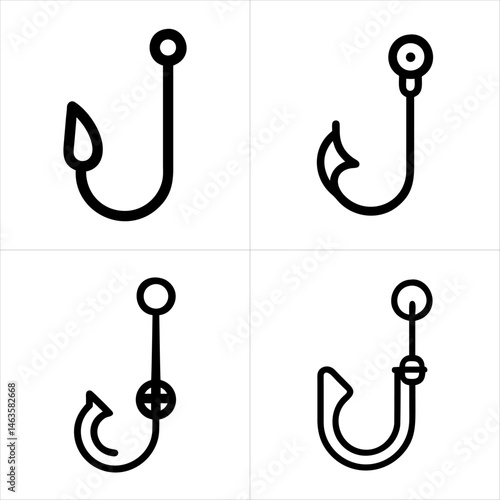fishing hook icon set
