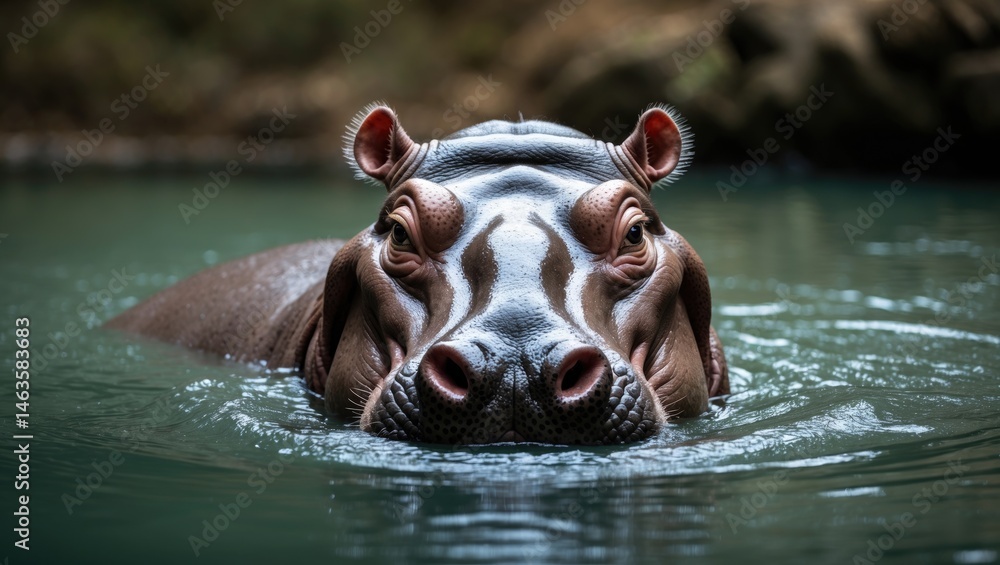Fototapeta premium Zoo Visit with a Hippopotamus