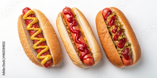Three Hot Dogs with Mustard...
