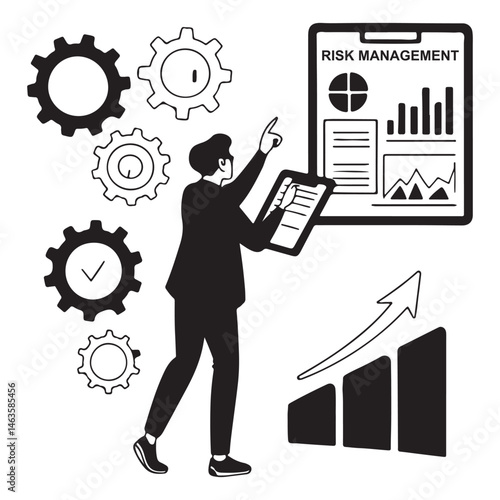 Assessment for investment concept. Businessman touching on screen to risk management and assessment of business and 
enterprise. risk manage strategy plan finance vector