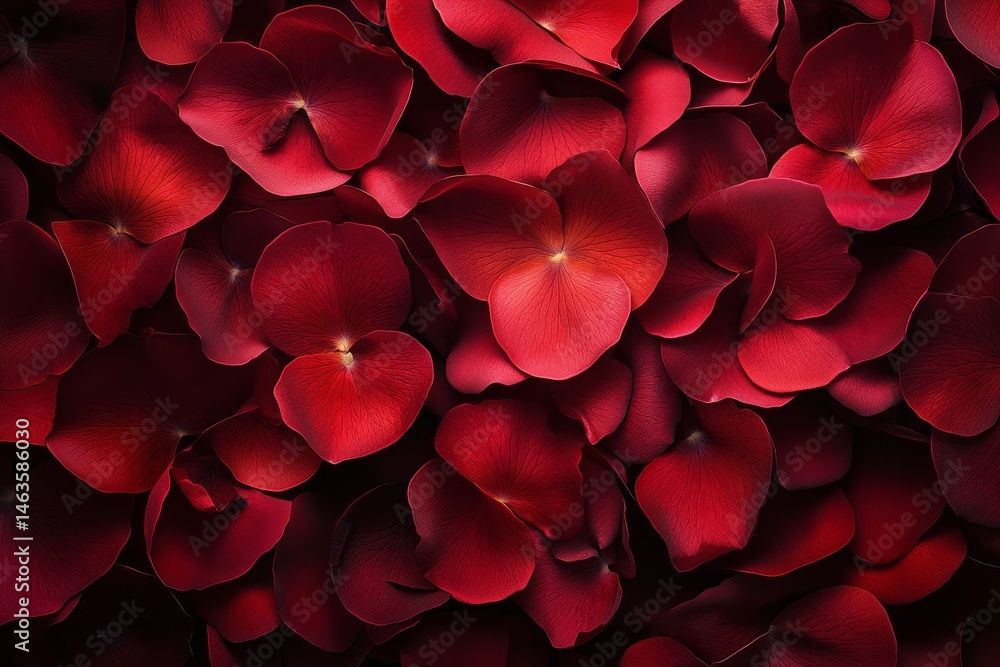 A rich, vibrant display of deep red rose petals. A rich, vibrant display of deep red rose petals.