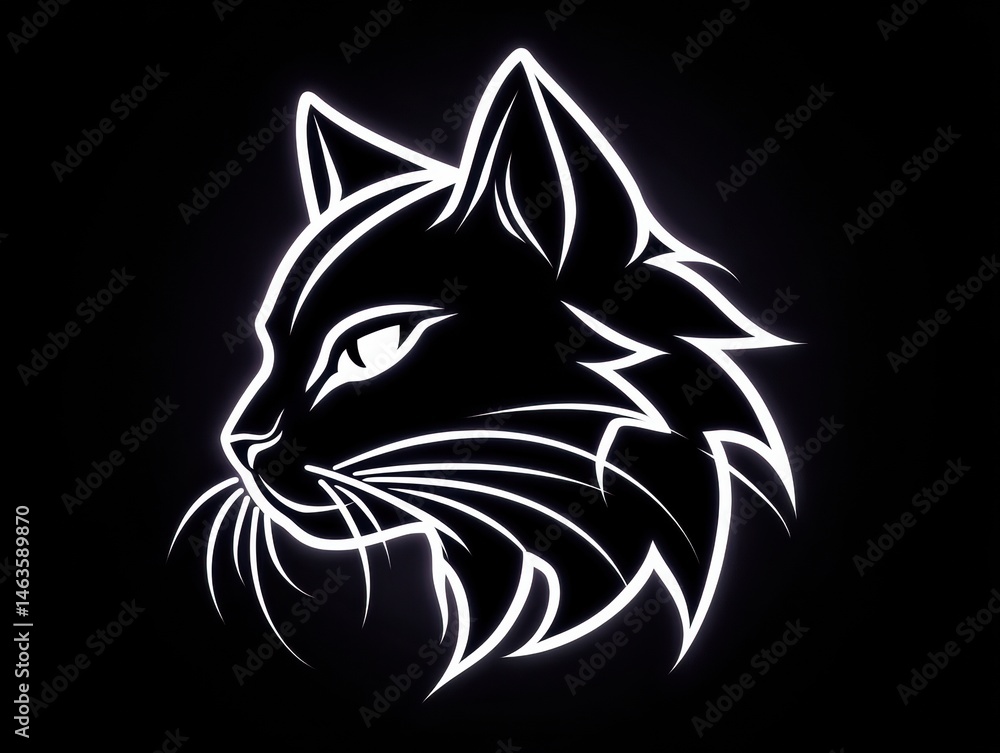 Fototapeta premium Profile view of a stylized cat head