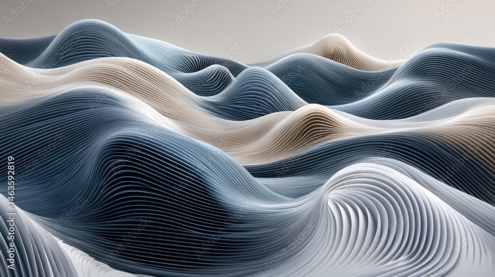 Naklejka premium Abstract wavy landscape of lines