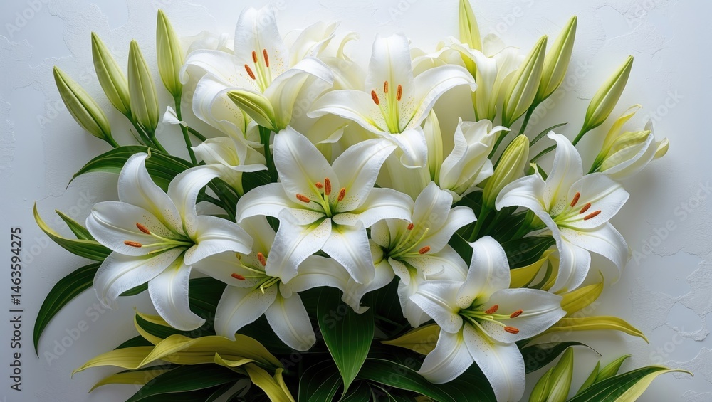 Fototapeta premium White lily blossoms separated from the background