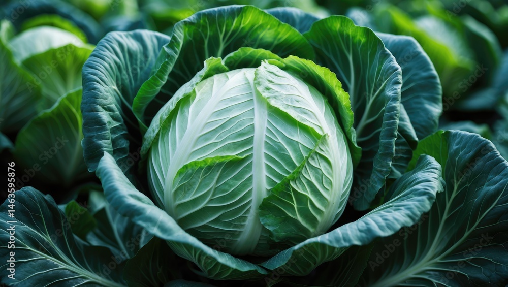 Obraz premium Organic head of cabbage in natural setting