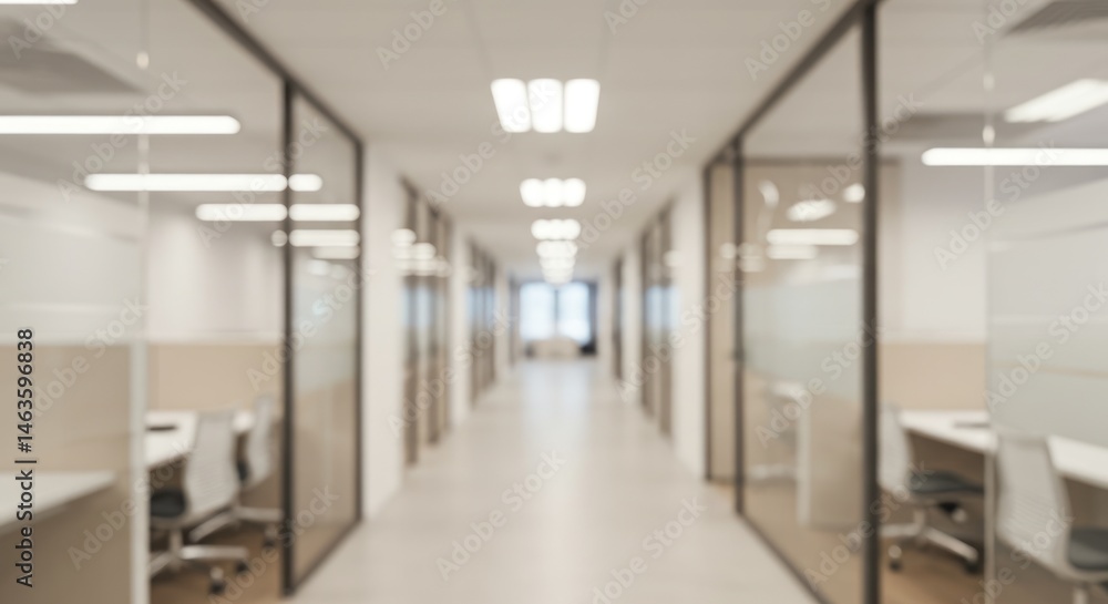 Office hallway with glass walls and cubicles blurred background. Office hallway with glass walls and cubicles blurred background.