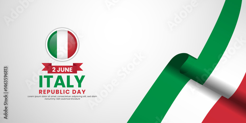 Italy flag for republic day banner background with blank space area