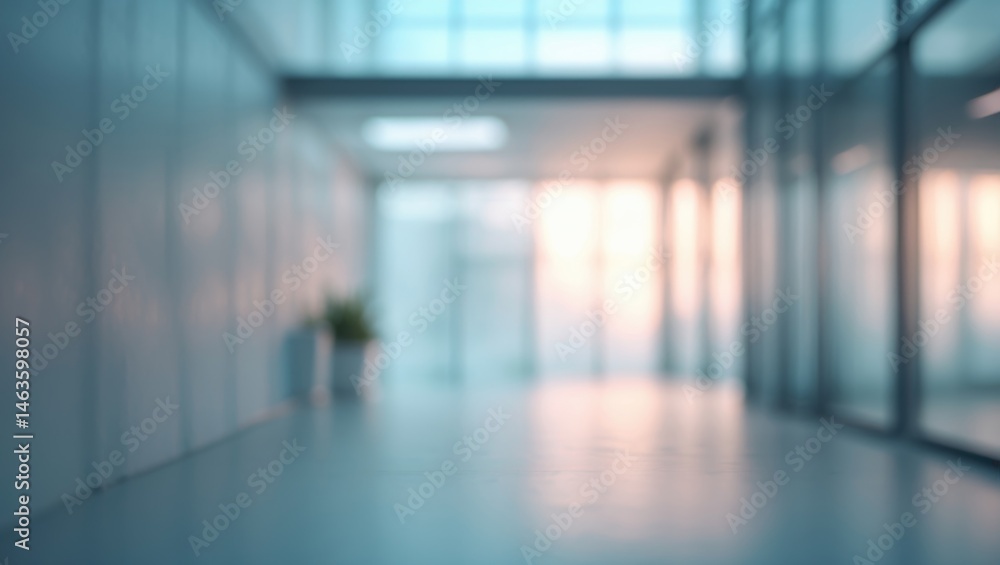 Fototapeta premium Contemporary wall and building backdrop featuring blurred window reflections