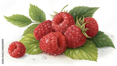 Watercolor Raspberry Illust...