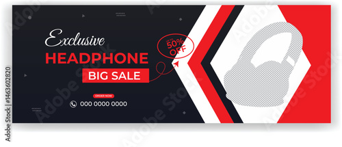 Headphone special best product super offer Facebook cover banner design template