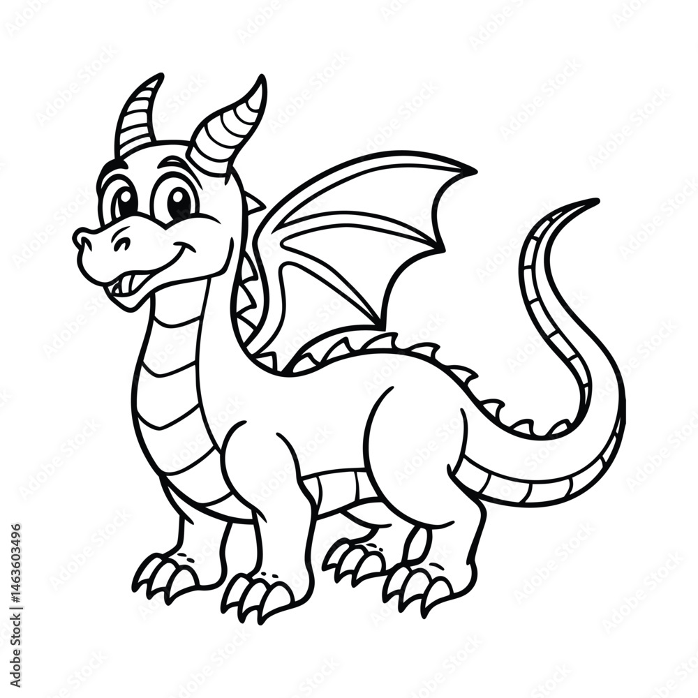 Fototapeta premium traditional chinese dragon line art black vector 