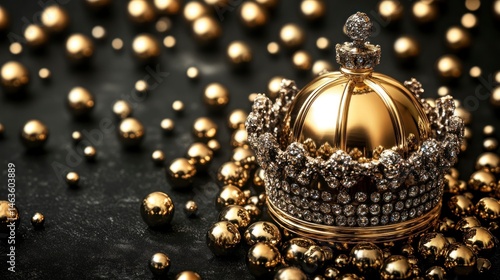 Wallpaper Mural Golden Crown on Dark Background with Beads Torontodigital.ca