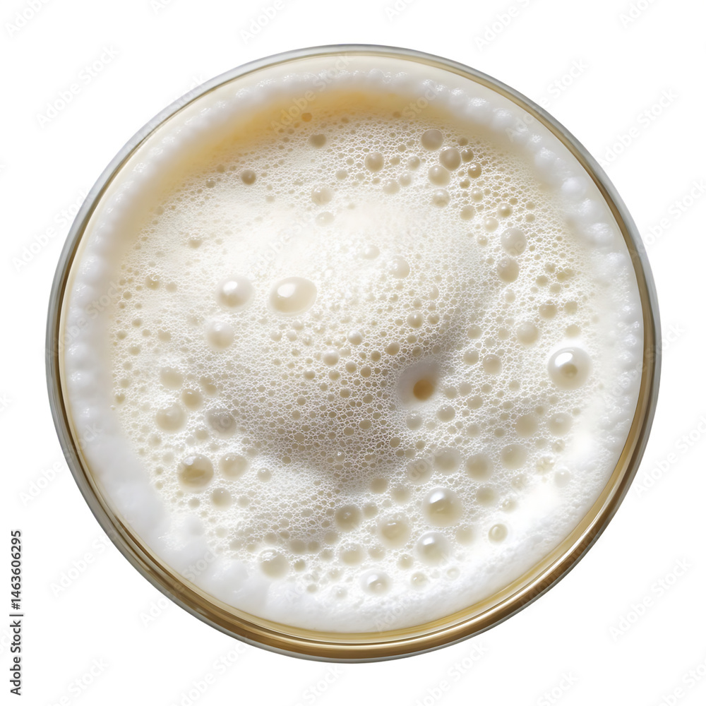 Milk foam top view isolated on white background Milk foam top view isolated on white background
