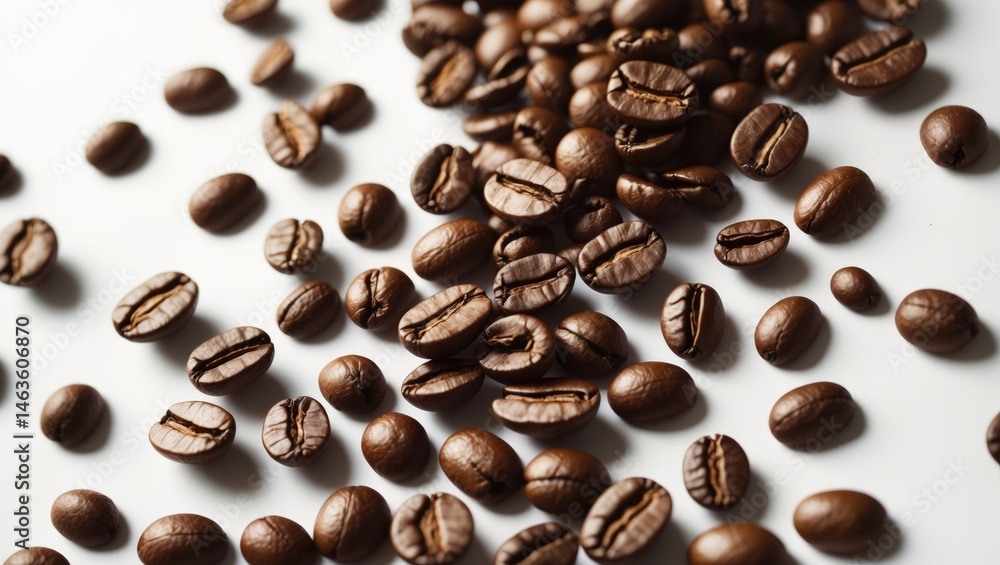 Obraz premium Isolated coffee beans in motion with a plain background