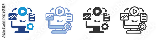 Digital Content Creation Workflow Process And Conversion Icon Illustration Design Set