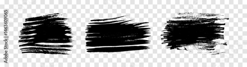 Set of black hand drawn brush strokes