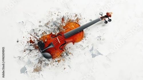 Artistic Violin Illustration on Textured Background for Creative Musical Concepts